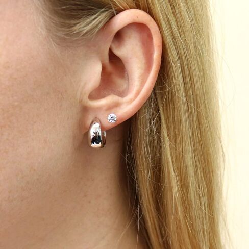 Berricle Sterling Silver Dome Fashion أقراط Huggie للنساء ، الزركونيا المكعب CZ ، وردة/الذهب الأصفر ، وحجم صغير/متوسط (0.5-1 بوصة) in Saudi Arabia