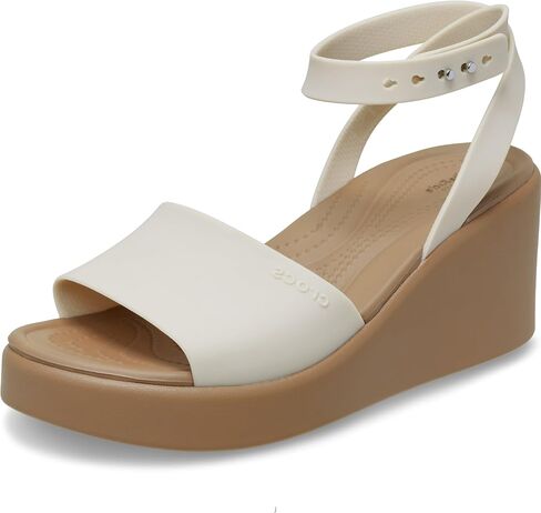 صندل نسائي من Crocs Brooklyn Ankle Strap Wedge Platform، أسود/أسود، 6 in Saudi Arabia