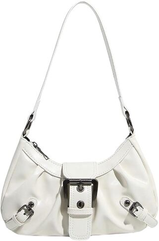 QWINEE Women's Vintage Buckle Shoulder Bag Y2K Punk PU Leather Handbag Clutch Purse in Saudi Arabia