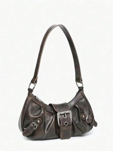 Qwinee Women's Buintage Buckle Contte Bag Y2K Punk Pu Leather Handbag Prest in Kuwait