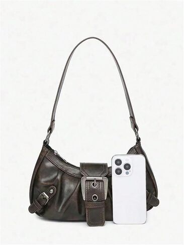 Qwinee Women's Buintage Buckle Contte Bag Y2K Punk Pu Leather Handbag Prest in Kuwait