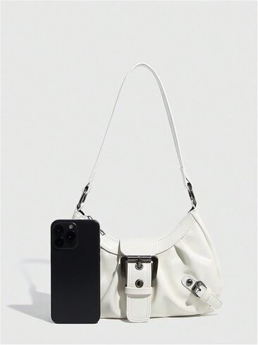 QWINEE Women's Vintage Buckle Shoulder Bag Y2K Punk PU Leather Handbag Clutch Purse in Saudi Arabia
