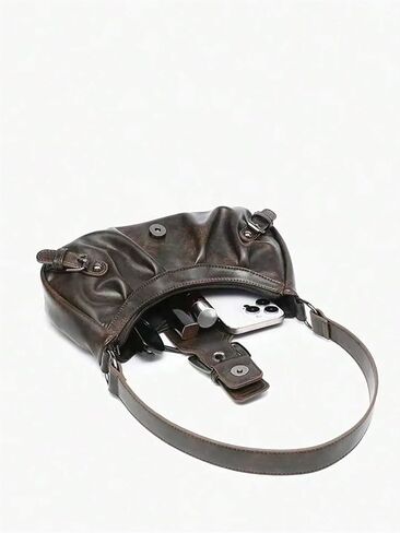 Qwinee Women's Buintage Buckle Contte Bag Y2K Punk Pu Leather Handbag Prest in Kuwait