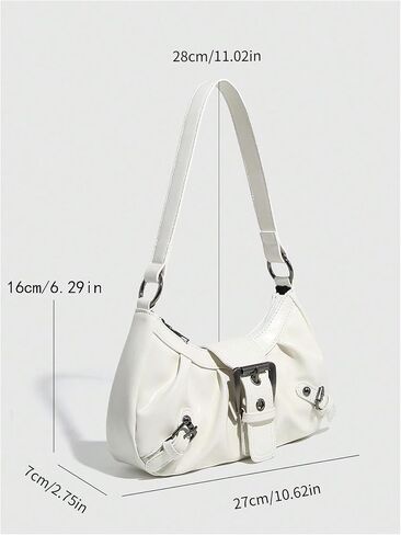 QWINEE Women's Vintage Buckle Shoulder Bag Y2K Punk PU Leather Handbag Clutch Purse in Saudi Arabia