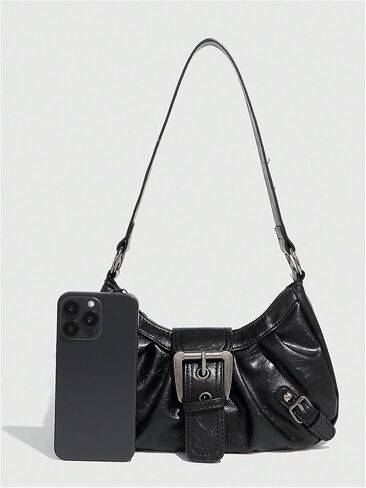 Qwinee Women's Buintage Buckle Contte Bag Y2K Punk Pu Leather Handbag Prest in Kuwait