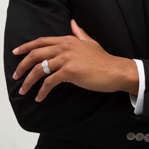 Pompeii 2ct Men's Diamond Double Row Ring Flated Band باللون الأبيض أو الصفراء الذهب in Saudi Arabia