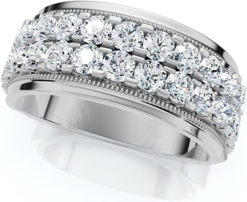 Pompeii 2ct Men's Diamond Double Row Ring Flated Band باللون الأبيض أو الصفراء الذهب in Saudi Arabia