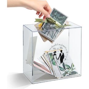 Acrylic Card Box with Slot, Large Blank Gift Clear Card Boxes for Reception, Party, Wishing Well, Money Box Holder, Graduation Decorations, Baby Shower in Saudi Arabia