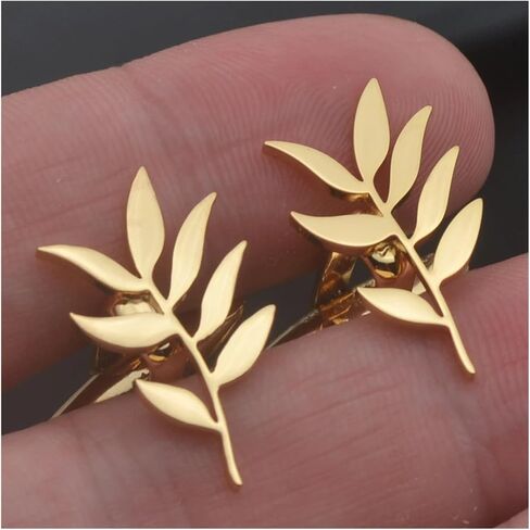 Cufflinks Stainless Steel Olive Branch Pattern Cuff Ornaments Wedding Father Husband Holiday(Gold) in Kuwait