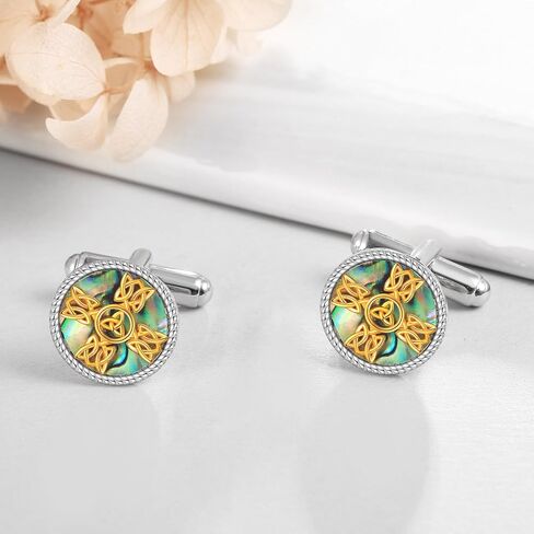 Cross Cufflinks for Men 925 Sterling Silver Celtic Cross Cuff Links Mother's Day Jewelry for Men Father in Saudi Arabia