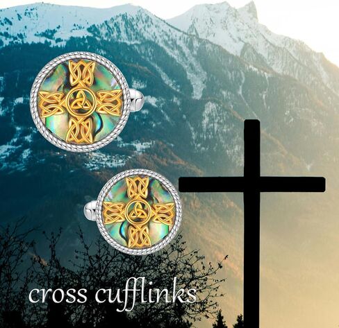 Cross Cufflinks for Men 925 Sterling Silver Celtic Cross Cuff Links Mother's Day Jewelry for Men Father in Saudi Arabia