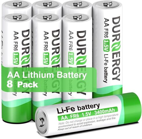 Lithium Batteries AA, AA Lithium Batteries 8 Pack, 1.5V Double A Battery FR6, 3400mAh Longest-Lasting Lithium AA Size Batteries in Saudi Arabia