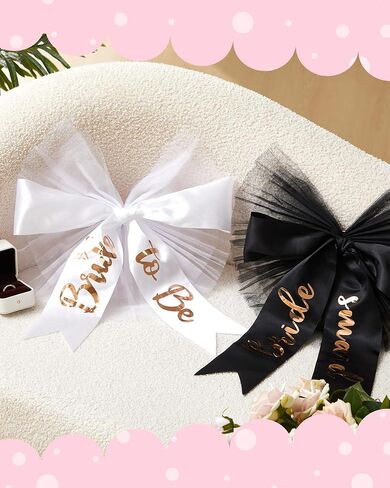 5 PCS Bikini Veils Bow Booty Veil Bachelorette Party Decoritions تشمل 1 عروسًا بيضاء لتكون تول 4 وصيفات الشرف السود in Saudi Arabia