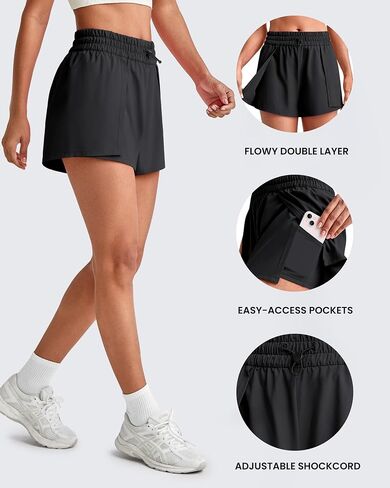 G4Free 2 in 1 Flowy Athletic Running Shorts for Women Mid Rise Quick Dry Workout Summer Shorts for Tennis with Liner in Saudi Arabia