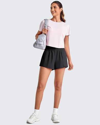 G4Free 2 in 1 Flowy Athletic Running Shorts for Women Mid Rise Quick Dry Workout Summer Shorts for Tennis with Liner in Saudi Arabia