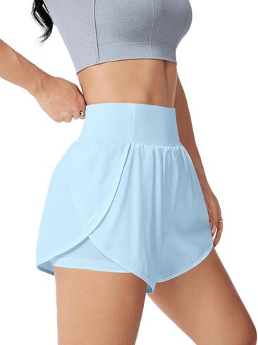 Women's Athletic Running Shorts High Waisted with Pockets, Women 3" Workout Dolphin Gym Yoga Beach Shorts in Saudi Arabia