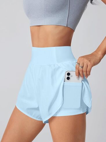 Women's Athletic Running Shorts High Waisted with Pockets, Women 3" Workout Dolphin Gym Yoga Beach Shorts in Saudi Arabia