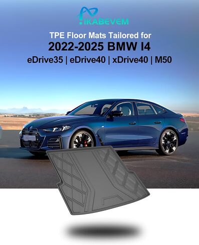 سجادات أرضية I4 وبطانة شحن أصلية 2022-2024 لسيارة BMW I4 جميع الطرازات - بطانات أرضية TPE عديمة الرائحة وحصيرة شحن تناسب جميع الأحوال الجوية - سجادات سيارة مقاسة بالليزر ثلاثية الأبعاد لسيارة BMW I4 2022-2024 in Kuwait