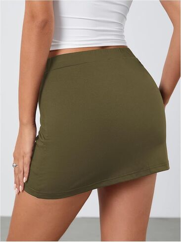 SOLY HUX Women's Mini Skirt Skorts Y2k Split Zipper Side Stretchy Pencil Bodycon Skirts with Shorts Underneath in Kuwait
