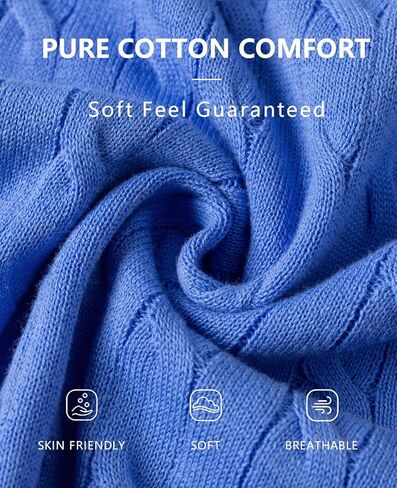 QUALFORT Women's 100% Cotton V Neck Cable Knit Pullover Sweaters in Kuwait