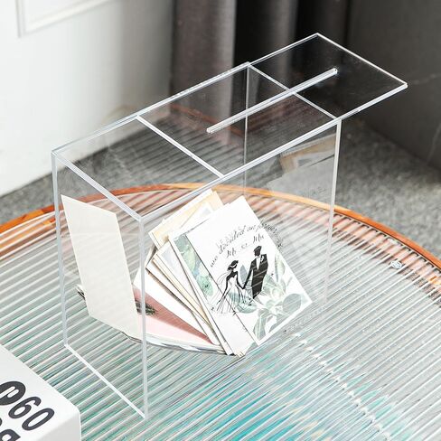 Acrylic Card Box with Slot, Large Blank Gift Clear Card Boxes for Reception, Party, Wishing Well, Money Box Holder, Graduation Decorations, Baby Shower in Saudi Arabia