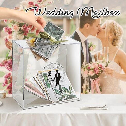 Acrylic Card Box with Slot, Large Blank Gift Clear Card Boxes for Reception, Party, Wishing Well, Money Box Holder, Graduation Decorations, Baby Shower in Saudi Arabia