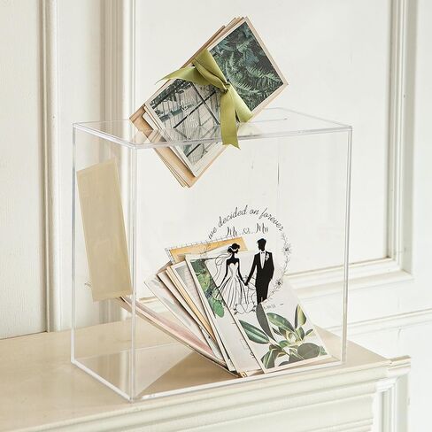 Acrylic Card Box with Slot, Large Blank Gift Clear Card Boxes for Reception, Party, Wishing Well, Money Box Holder, Graduation Decorations, Baby Shower in Saudi Arabia