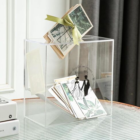 Acrylic Card Box with Slot, Large Blank Gift Clear Card Boxes for Reception, Party, Wishing Well, Money Box Holder, Graduation Decorations, Baby Shower in Saudi Arabia