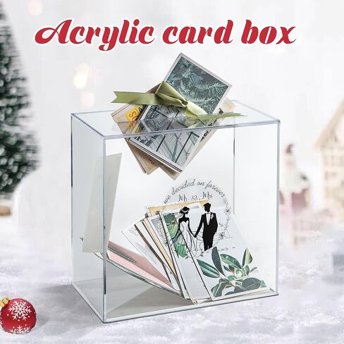 Acrylic Card Box with Slot, Large Blank Gift Clear Card Boxes for Reception, Party, Wishing Well, Money Box Holder, Graduation Decorations, Baby Shower in Saudi Arabia