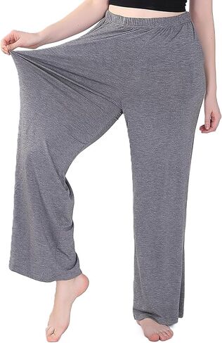 LovinPet Women’s Cotton Lounge Pants – Plus Size Wide Leg Pajama Bottoms with Pockets, High Waisted Comfy Sleep Pants in Saudi Arabia
