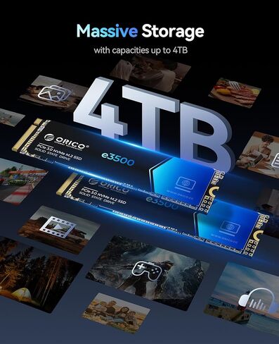 ORICO 4TB NVMe SSD PCIe 4.0- Up to 7400MB/s, M.2 SSD 2280 PCIe 4.0X4 Internal Solid State Drive SSD, Fast Heat Dissipation, Compatible with macOS Windows for Gamers and Creators-e7400 in Kuwait