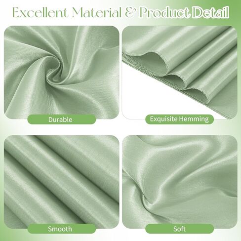 60 PCS Sage Green Satin Chair Sashes أقواس كرسي عالمية تغطية الفرقة الخلفية أقواس كرسي لأقواس الحفلات لحفل حفل الزفاف ديكور الحدث (7 × 78 بوصة) in Kuwait
