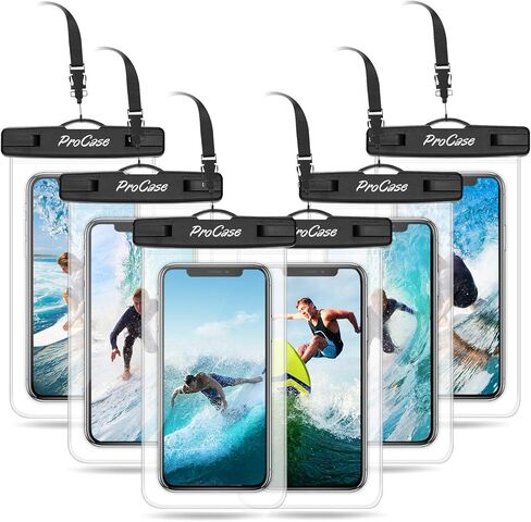 ProCase 6 Pack Waterproof Phone Pouch Dry Bag Underwater Case for iPhone 16 15 14 13 12 11 Pro Plus Max Mini Xs XR X 8 7, Galaxy S23 S22 S21 Ultra Note up to 7" -Mixed in Saudi Arabia