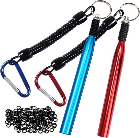 Wacky Rig Tool with Fishing O-Rings, Wacky Worm Rigging Tool Kit for Senko, Fishing Ring Rigging Tools for Clip Soft Baits Worms with Keychain Lanyard Fishing Bait Rigs in Saudi Arabia
