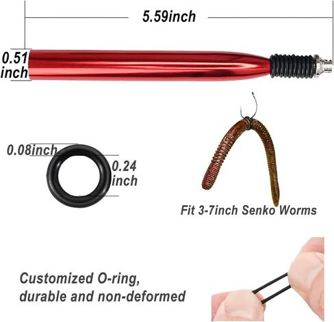 Wacky Rig Tool with Fishing O-Rings, Wacky Worm Rigging Tool Kit for Senko, Fishing Ring Rigging Tools for Clip Soft Baits Worms with Keychain Lanyard Fishing Bait Rigs in Saudi Arabia