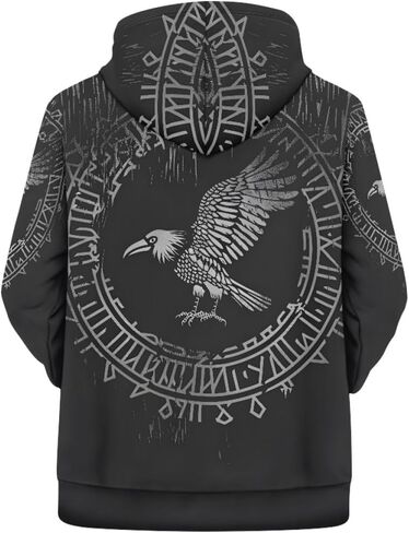 ENLACHIC Men's Viking Tattoo 3D Digital Print Hoodies Pullover Sweatshirt in Kuwait