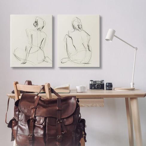 صناعات Stupell Setting Female رسم 2 PC Canvas Wall Art Set Set by Victoria Barnes ، 16 × 20 in Saudi Arabia