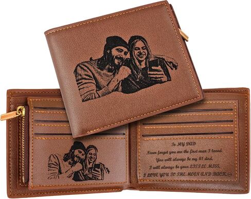awofer Custom Wallets for Men Personalized Wallets Engraved Wallet, Leather Photo Wallet for Men, Perfect Gifts for Husband,Dad,Son,BF,Friend in Saudi Arabia