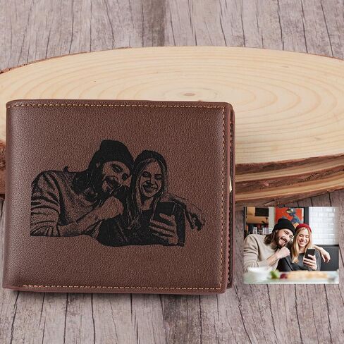awofer Custom Wallets for Men Personalized Wallets Engraved Wallet, Leather Photo Wallet for Men, Perfect Gifts for Husband,Dad,Son,BF,Friend in Saudi Arabia