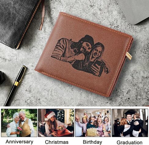 awofer Custom Wallets for Men Personalized Wallets Engraved Wallet, Leather Photo Wallet for Men, Perfect Gifts for Husband,Dad,Son,BF,Friend in Saudi Arabia