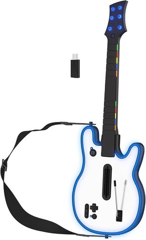 Lyvix Wireless Guitar Hero Guitar Controller for PS3/PS4/PC, Rechargeable Game Guitar for Guitar Hero, Rock Band, Clone Hero, Fortnite Festival, PlayStation 3/4 / PC with RGB Light, Audio Jack in Saudi Arabia