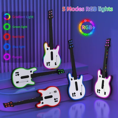 Lyvix Wireless Guitar Hero Guitar Controller for PS3/PS4/PC, Rechargeable Game Guitar for Guitar Hero, Rock Band, Clone Hero, Fortnite Festival, PlayStation 3/4 / PC with RGB Light, Audio Jack in Saudi Arabia