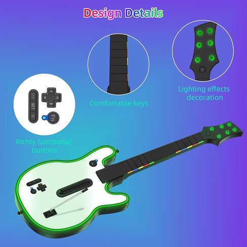 Lyvix Wireless Guitar Hero Guitar Controller for PS3/PS4/PC, Rechargeable Game Guitar for Guitar Hero, Rock Band, Clone Hero, Fortnite Festival, PlayStation 3/4 / PC with RGB Light, Audio Jack in Saudi Arabia