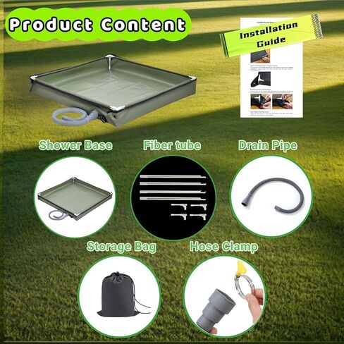 Portable Shower Pan, 41" x 41" x 5" Foldable Indoor RV Shower Floor Pan with Drian, Portable Shower for Camping Shower Stall Endosure Awning in Kuwait