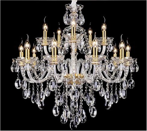Large chaner Chaner LED Candle Crystal lamp Modern Clear s Dining Room Luxury Chaner Bedroom Lighting Fixture (Lampshade Color : 18 Lights Chaner) (15 Lights in Saudi Arabia