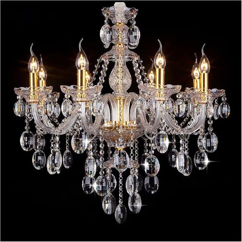Large chaner Chaner LED Candle Crystal lamp Modern Clear s Dining Room Luxury Chaner Bedroom Lighting Fixture (Lampshade Color : 18 Lights Chaner) (15 Lights in Saudi Arabia