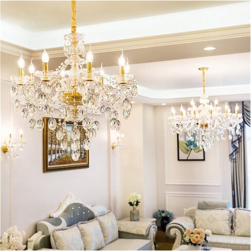 Large chaner Chaner LED Candle Crystal lamp Modern Clear s Dining Room Luxury Chaner Bedroom Lighting Fixture (Lampshade Color : 18 Lights Chaner) (15 Lights in Saudi Arabia