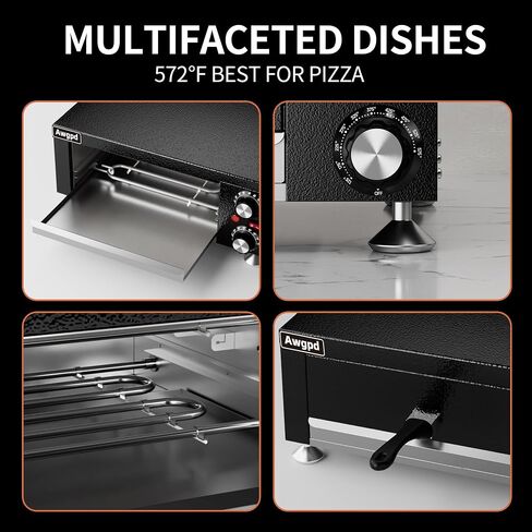 بيتزا Electric Oven Indoor Confertop Pizza Oven Pizza Maker Machine للمنزل مع طباخ بيتزا من الفولاذ المقاوم للصدأ الموقت ، مناسب للاستخدام التجاري والمنزل (أسود) in Saudi Arabia
