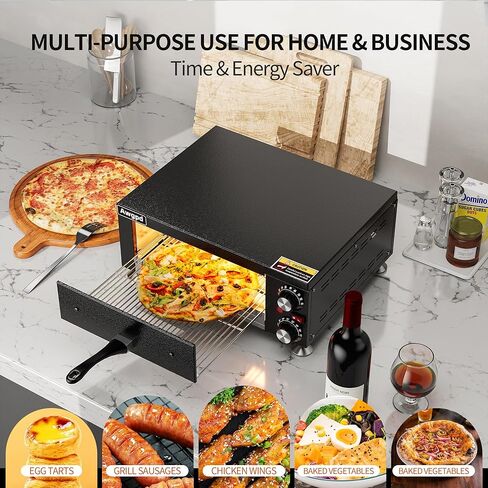 بيتزا Electric Oven Indoor Confertop Pizza Oven Pizza Maker Machine للمنزل مع طباخ بيتزا من الفولاذ المقاوم للصدأ الموقت ، مناسب للاستخدام التجاري والمنزل (أسود) in Saudi Arabia