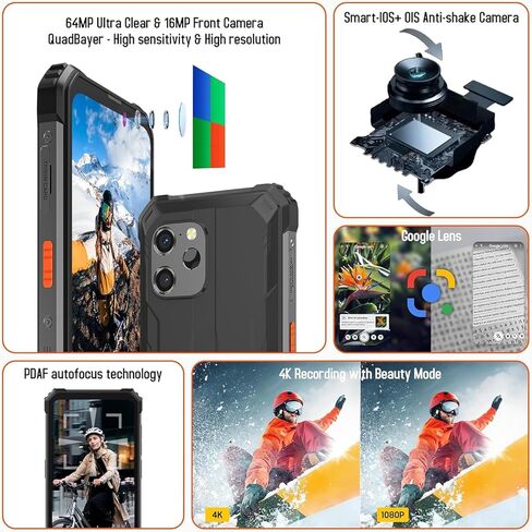 هاتف ذكي متين Blackview مفتوح، 2023 BV8900 (كاميرا الصور الحرارية FLIR)، هاتف متين، ذاكرة وصول عشوائي 16 جيجابايت + ذاكرة وصول عشوائي 256 جيجابايت (حتى 2 تيرابايت)، أندرويد 13، شحن سريع 10000 مللي أمبير في الساعة 33 وات، شاشة 6.5 بوصة 2.4 كيه، كامارا 64 م in Kuwait